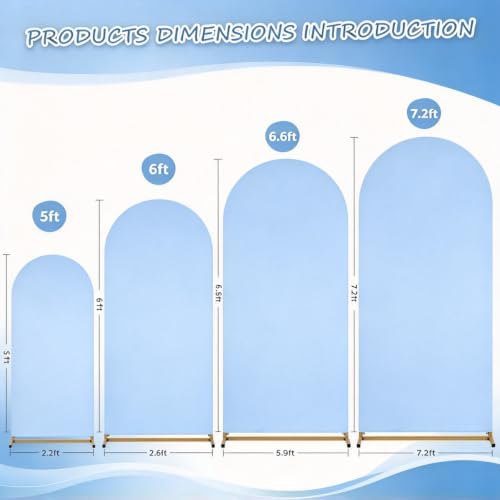 Light Blue Arch Backdrop Cover 6.6FT Spandex Fitted Baby Shower Arch Cover in 3.6ftx6.6ft in Light Blue, alternate view 4