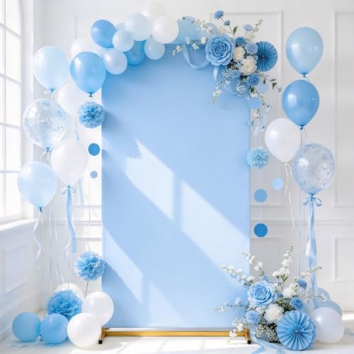 Light Blue Arch Backdrop Cover 6.6FT Spandex Fitted Baby Shower Arch Cover in 3.6ftx6.6ft in Light Blue, alternate view 5