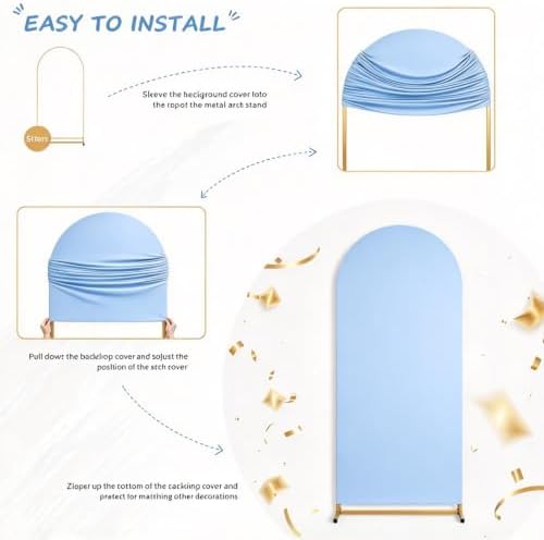 Light Blue Arch Backdrop Cover 6.6FT Spandex Fitted Baby Shower Arch Cover in 3.6ftx6.6ft in Light Blue, alternate view 6