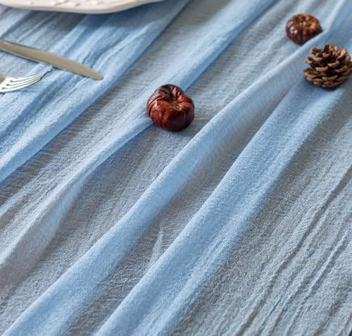 Light Blue Cheesecloth Table Runner 120 Inches for Party Home Decorations, alternate view 4