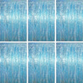 Light Blue Foil Fringe Backdrop Curtains, 3.3x6.6ft, 6pcs in 3.3x6.6ft