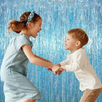 Light Blue Foil Fringe Backdrop Curtains, 3.3x6.6ft, 9pcs in 3.3x6.6ft, alternate view 4