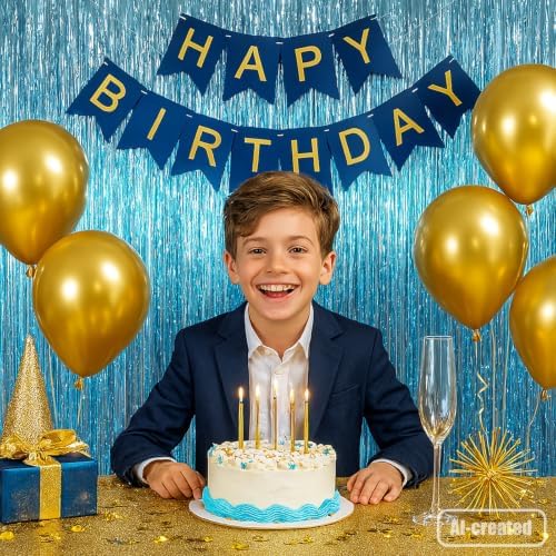 Light Blue Foil Fringe Backdrop Curtains, 3.3x8.2ft, 3 Pack in 3.3x8.2ft, alternate view 2