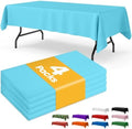 Light Blue Plastic Table Cloth Disposable, 4 Pack, 54 x 108 in