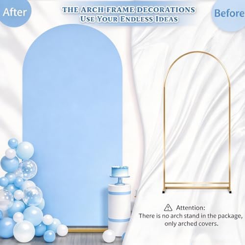 Light Blue Spandex Arch Cover 6FT Baby Shower Arch Backdrop Cover in 2.6ftx6ft in Light Blue, alternate view 4