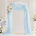 Light Blue Wedding Arch Draping Fabric 28" x 20FT, Glitter Sheer Backdrop Drapes for Wedding Ceremony Birthday
