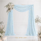Light Blue Wedding Arch Draping Fabric 28" x 20FT, Glitter Sheer Backdrop Drapes for Wedding Ceremony Birthday, alternate