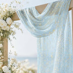 Light Blue Wedding Arch Draping Fabric 28" x 20FT, Glitter Sheer Backdrop Drapes for Wedding Ceremony Birthday, alternate