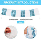 Light Blue White Fringe Garland Banner Wall Tinsel Foil Streamers in Light Blue White, alternate view 2