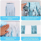 Light Blue White Fringe Garland Banner Wall Tinsel Foil Streamers in Light Blue White, alternate view 3