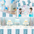 Light Blue White Fringe Garland Banner Wall Tinsel Foil Streamers in Light Blue White, alternate view 4