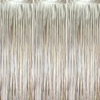 Light Champagne Foil Fringe Backdrop Curtains,3.3x8.2ft, 3 Pack in 3.3x8.2ft