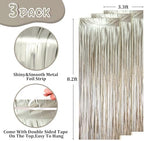 Light Champagne Foil Fringe Backdrop Curtains,3.3x8.2ft, 3 Pack in 3.3x8.2ft, alternate view 3