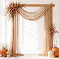 Light Coffee Wedding Arch Draping Fabric Sheer Curtain Drapes 2 Panels | 20ft Extra Long Shimmery Nude Backdrop