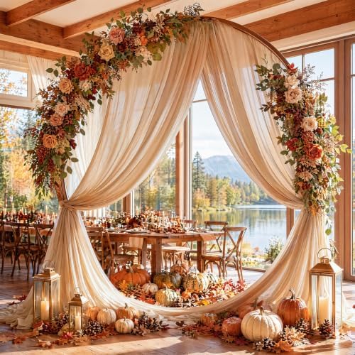 Light Coffee Wedding Arch Draping Fabric Sheer Curtain Drapes 2 Panels | 20ft Extra Long Shimmery Nude Backdrop, alternate