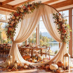 Light Coffee Wedding Arch Draping Fabric Sheer Curtain Drapes 4 Panels | 20ft Extra Long Shimmery Nude Backdrop, alternate
