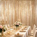 Light Gold Sequin Backdrop 8x10ft Fabric Drapes Birthday Party in 8FTx10FT in Lightgold, alternate view 6