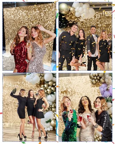 Light Gold Shimmer Wall Backdrop, 24 Panels, 6x4 Ft Photo Backdrop in 6x4 Ft, alternate view 6