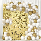 Light Gold Shimmer Wall Backdrop 36 Panels Cover 6 x 6 Ft, Photo Backdrops for Wedding, Anniversary, Birthday