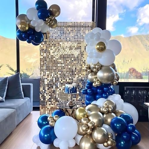 Light Gold Shimmer Wall Backdrop 36 Panels Cover 6 x 6 Ft, Photo Backdrops for Wedding, Anniversary, Birthday, alternate view