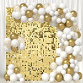 Light Gold Shimmer Wall Backdrop 48 Panels Cover 8 x 6 Ft, Photo Backdrops for Wedding, Anniversary, Birthday
