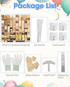 Light Gold Shimmer Wall Backdrop 48 Panels Cover 8 x 6 Ft, Photo Backdrops for Wedding, Anniversary, Birthday, alternate view