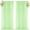 Light Green Backdrop Curtains for Parties, Chiffon Photo Backdrop Drapes 2 Panels 5x8ft Sheer Outdoor Curtain