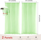 Light Green Backdrop Curtains for Parties, Chiffon Photo Backdrop Drapes 2 Panels 5x8ft Sheer Outdoor Curtain, alternate view