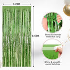 Light Green Metallic Fringe Curtains 2 Pack, Tinsel Backdrop for Parties, alternate view 2