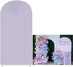 Light Lavender Ripples Pattern Arch Backdrop Cover for Birthday Party Wedding Baby Shower Decorations Dirty