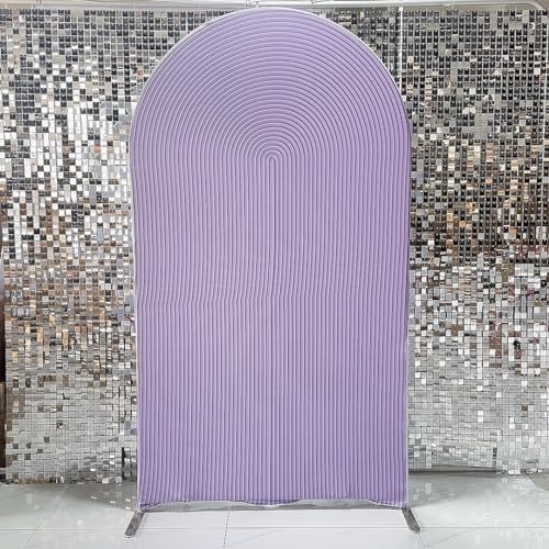 Light Lavender Ripples Pattern Arch Backdrop Cover for Birthday Party Wedding Baby Shower Decorations Dirty, alternate view 2