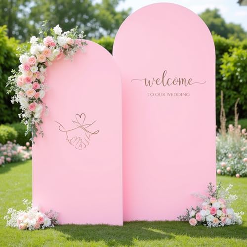 Light Pink Arch Backdrop Cover 6.6FT Party Wedding Arch Covers Stretchy Backdrop Baby Shower Bridal Shower, alternate view 3