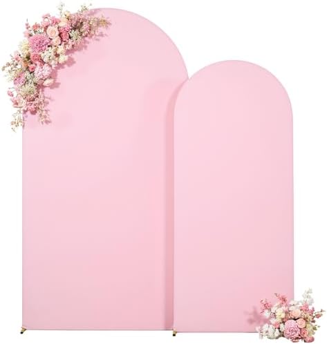 Light Pink Arch Backdrop Cover 6.6FT Party Wedding Arch Covers Stretchy Backdrop Baby Shower Bridal Shower, alternate view 4