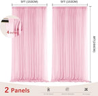 Light Pink Backdrop Curtains for Parties, Chiffon Photo Backdrop Drapes 2 Panels 5x8ft Sheer Outdoor Curtain for, alternate