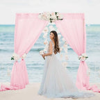 Light Pink Backdrop Curtains for Parties, Chiffon Photo Backdrop Drapes 2 Panels 5x8ft Sheer Outdoor Curtain for, alternate