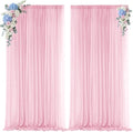 Light Pink Backdrop Curtains for Parties, Chiffon Photo Backdrop Drapes 2 Panels 5x10FT Sheer Outdoor Curtain
