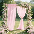 Light Pink Backdrop Curtains for Parties, Chiffon Photo Backdrop Drapes 2 Panels 5x10FT Sheer Outdoor Curtain, alternate view