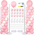 Light Pink Balloons Stand Column Kits 2 Sets Birthday Decorations in Pink White