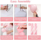Light Pink Balloons Stand Column Kits 2 Sets Birthday Decorations in Pink White, alternate view 5