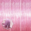 Light Pink Foil Fringe Backdrop Curtains, 3.3x8.2ft, 3 Pack in 3.3x8.2ft