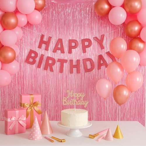 Light Pink Foil Fringe Backdrop Curtains, 3.3x8.2ft, 3 Pack in 3.3x8.2ft, alternate view 7