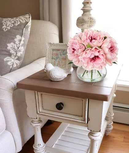 Light Pink Peonies Artificial Flowers with Vase Faux Flowers Peony Fake Flowers Silk Flower Arrangements in, alternate view 4