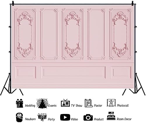 Light Pink Vintage Room Inside Photography Backdrops 12x8ft in 12x8ft, alternate view 3