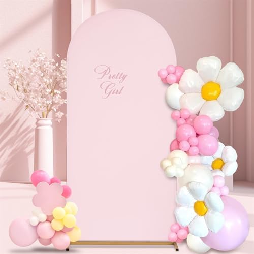 Light Pink Wedding Arch Backdrop Cover 6.6FT Spandex Fitted Photo Arch Covers in 3.3ftx6.6ft in Light Pink