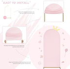 Light Pink Wedding Arch Backdrop Cover 6.6FT Spandex Fitted Photo Arch Covers in 3.3ftx6.6ft in Light Pink, alternate view 3