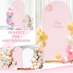 Light Pink Wedding Arch Backdrop Cover 6.6FT Spandex Fitted Photo Arch Covers in 3.3ftx6.6ft in Light Pink, alternate view 4