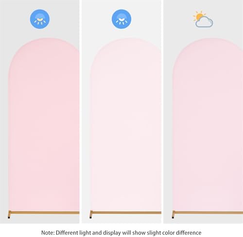 Light Pink Wedding Arch Backdrop Cover 6.6FT Spandex Fitted Photo Arch Covers in 3.3ftx6.6ft in Light Pink, alternate view 6