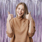 Light Purple Foil Fringe Backdrop Curtains, 3.3x6.6ft, 9pcs in 3.3x6.6ft, alternate view 5