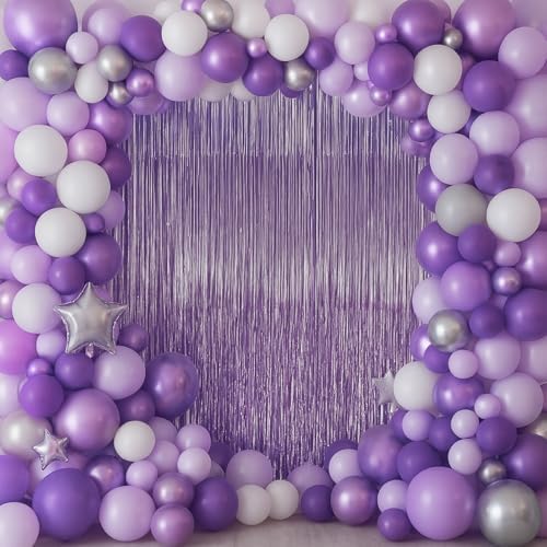Light Purple Foil Fringe Backdrop Curtains, 3.3x6.6ft, 9pcs in 3.3x6.6ft, alternate view 6