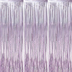 Light Purple Foil Fringe Backdrop Curtains,3.3x8.2ft, 3 Pack in 3.3x8.2ft